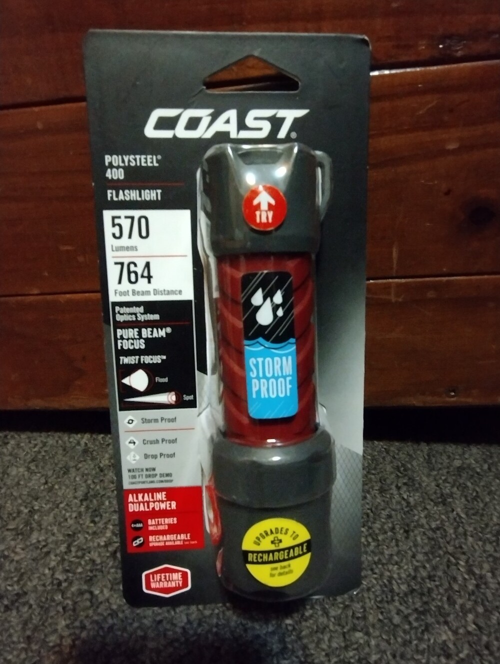 Coast Polysteel 400 Red Storm Proof Flashlight